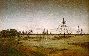 Caspar David Friedrich Port by Moonlight painting